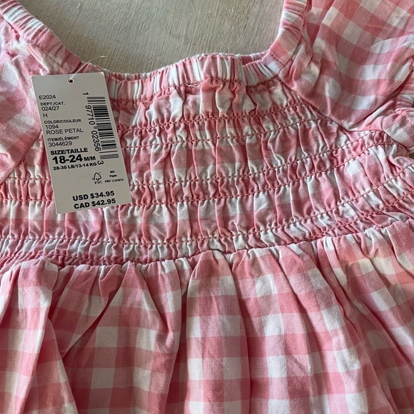 The Children’s Place Pink Gingham Puff Sleeve Dress, Size 18-24 Months, NWT - Picture 9 of 9
